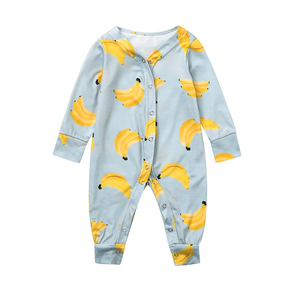Одежда для новорожденных; сезон осень-зима; комбинезон для младенцев с рисунком банана; мягкая Пижама; Одежда для новорожденных