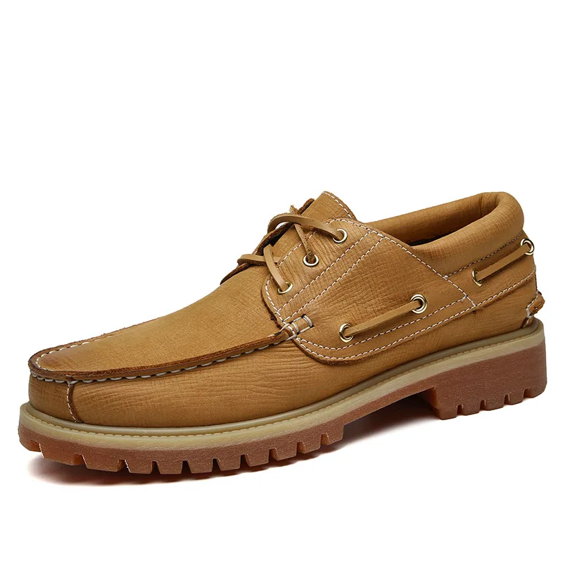 Autumn New Style Lace-up Handmade Sewing MEN'S Shoes Comfortable Fashion Casual Leather Shoes T666 First Layer of Leather L