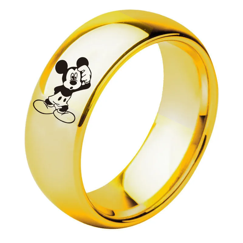 Модное парное кольцо милое Аниме Fgure палец кольцо модный простой титановый металл ювелирные изделия милый Микки Минни символ модный подарок - Цвет основного камня: Золото