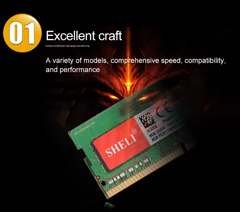 SHELI новые тетради памяти 8 Гб 1RX8 PC4-19200S DDR4 2400 МГц 1,2 V SO-DIMM CL17 памяти ноутбука