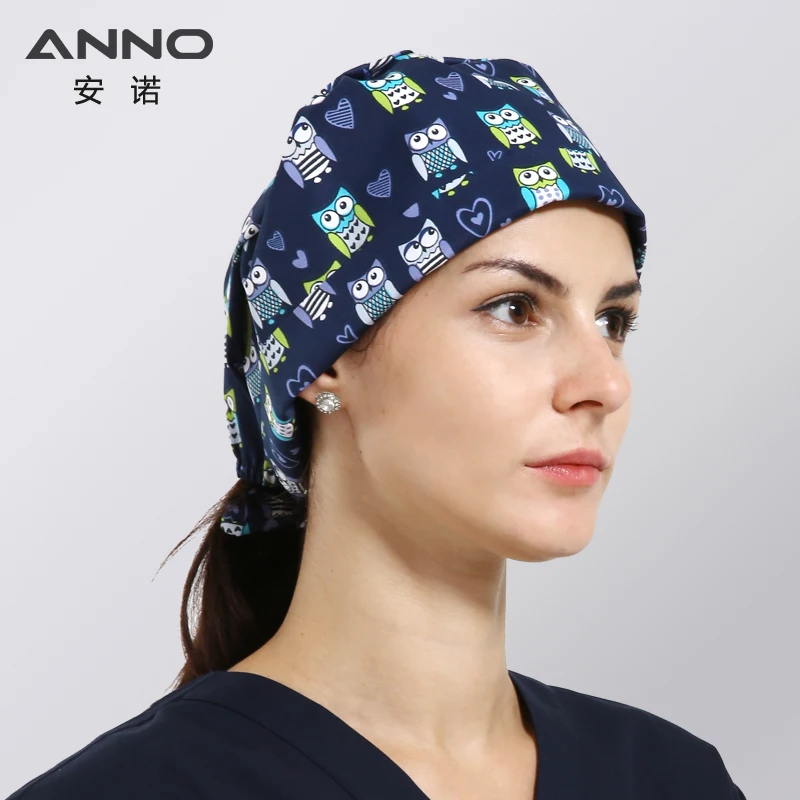 ANNO Medical caps Red Cotton Short/Long Hair Surgical Surgeon's Surgery Hat Hospital Doctor Nurse Hat Men Scrub Hats With Mask - Цвет: B-MaoTouYing-Cap