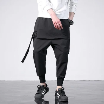 

Fashion Western Diablo Style Fashion Individuality Side Ribbon Men Jogger Trousers Hip Hop Autumn Casual Street Male Harem Pants