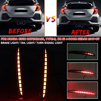 

2X LED Rear Fog Lamp Auto Brake Light Dynamic Turn Signal Reflector For Honda for Civic Hatchback Type-R SI 4-Door Sedan 2017-up