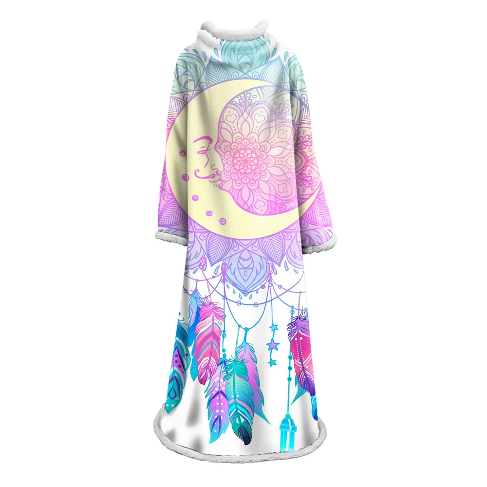 Dreamcatcher Printing Sleeves Blanket Soft Cozy Winter Warm Cover Blanket Travel Camping Cold-proof Blanket With Sleeve