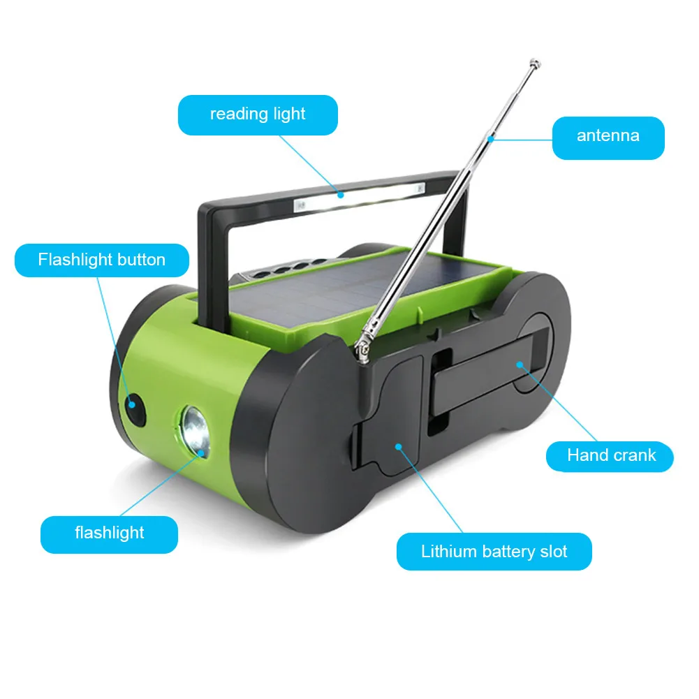 Аварийный Солнечный ручной радио динамик AM FM NOAA с светодиодный фонарик power Bank@ JH