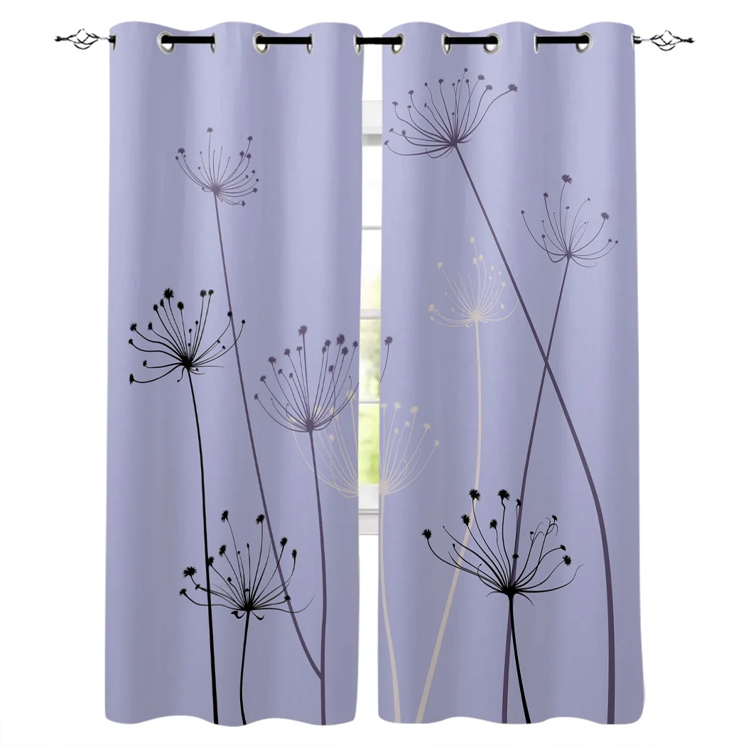 

Purple Background Plant Curtains Window Living Room Curtains Kitchen Indoor Window High Blackout Curtain Thick