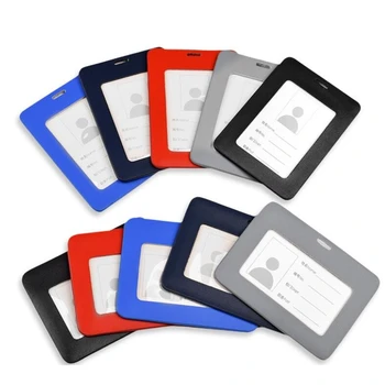 

PU Leather ID Badge Case Clear Bank Credit Card Badge Holder School Student Office Accessories