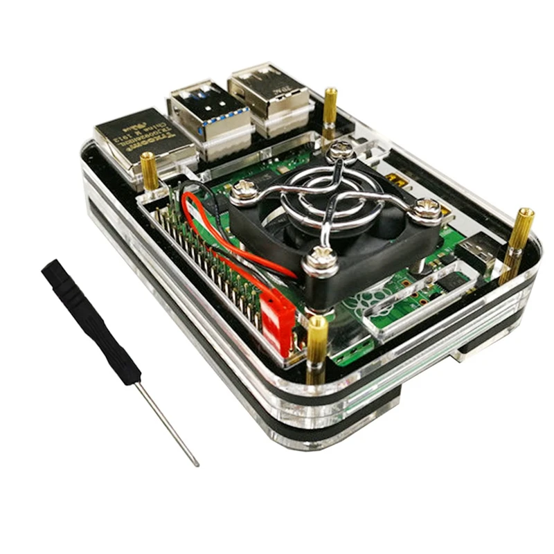 Акриловый чехол для Raspberry Pi с охлаждающим вентилятором для Raspberry Pi 4 Model B