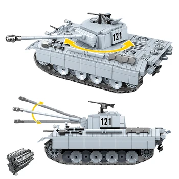 

Military Panther Tank 121 German Medium Tank Soldier Police Building Blocks Fit Technic WW2 Bricks Army Kids Toys Gifts