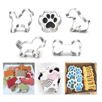 

6Styles Metal Pet Dog Bone Paw Cookie Cutter Mold DIY Fondant Sugarcraft Pastry Biscuit 3D Baking Mold Cake Decorating Tools