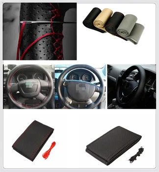 

Car DIY Braided Hand Sewing Steering Wheel Cover S M L Code Auto Parts for Hyundai HND-3 Veloster i10 LPI 30blue R cee d ix