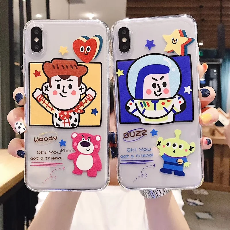 

Cartoon Toy Story Alien Buzz woody Lightyear lotso Case for iPhone 8 7 6 6s Plus X XS Max Xr star soft silicone TPU Phone cover