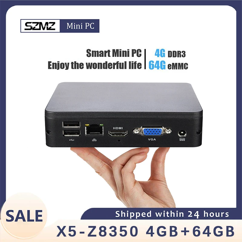 Newest SZMZ MINI PC X5 Z8350 1.92GHz 4GBRAM 64GB SSD Wnidows 10 Linux Support 2.5 Inch HDD VGA&ampHDMI Dual Output WIN10 TV BOX |