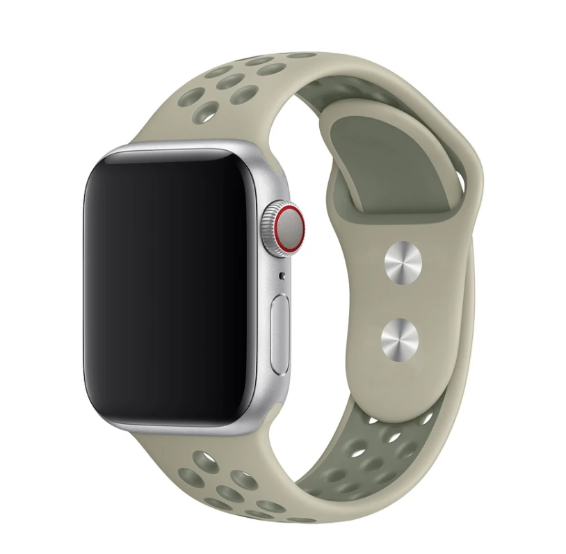 Силиконовые спортивные часы ремешок для Apple Watch 38 мм 40 мм 42 мм 44 мм резиновый ремешок для iwatch series 4 3 2 1 Nike+ браслет - Цвет ремешка: Spruce Fog-Lichen