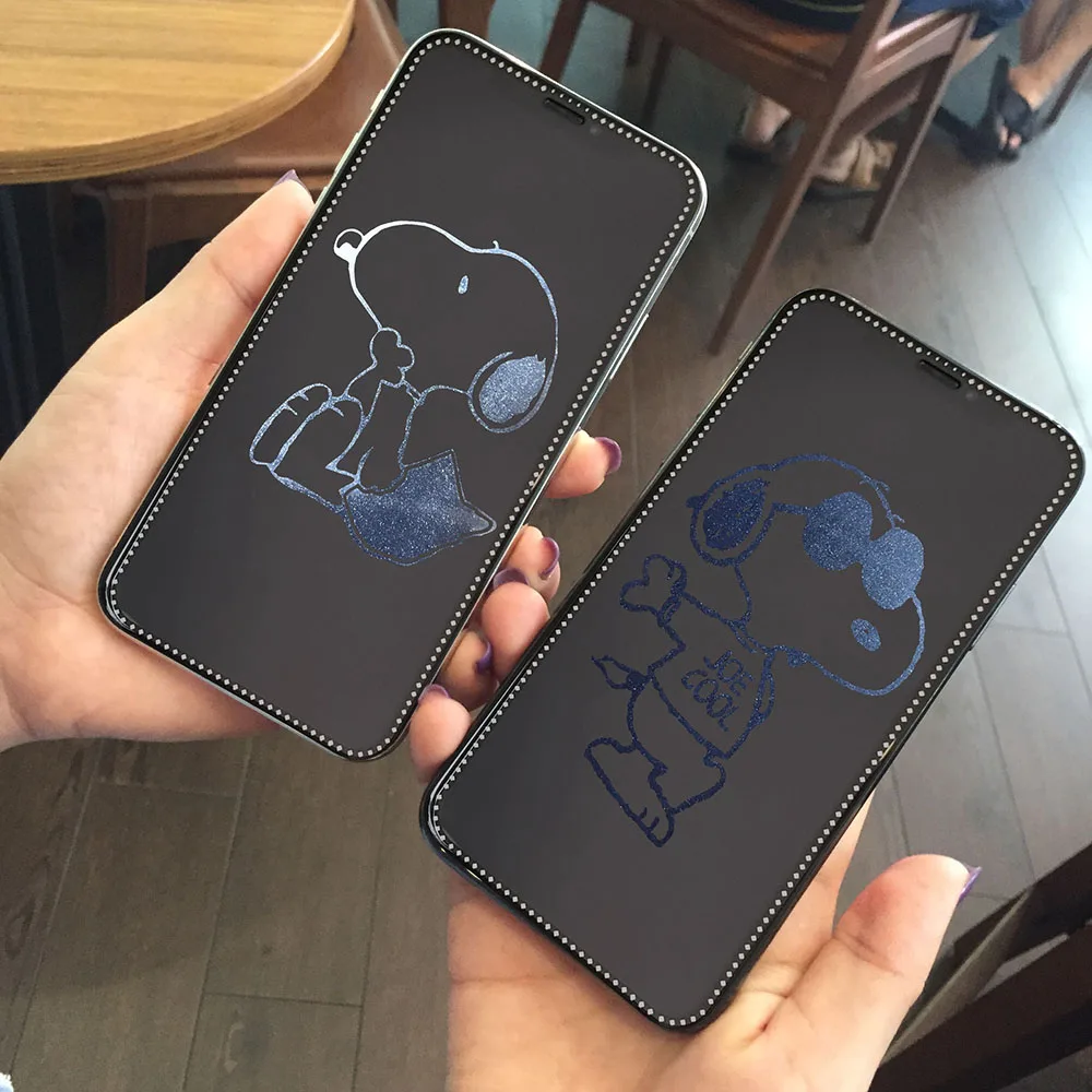 LinXiang Невидимый Американский мультфильм Snoopys собака 6D Закаленное стекло протектор экрана для iPhone 6 6s 7 8 Plus X XR XS Max 11 Pro