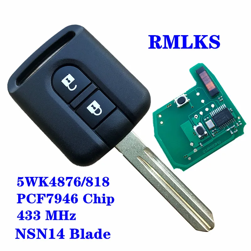 433 МГц ID46 PCF7946 чип 2 кнопки дистанционный ключ брелок для Nissan Elgrand X TRAIL Qashqai Navara Micra