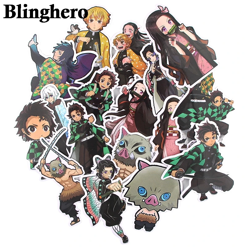 CA643, 20 шт./набор компл./лот демон убийца: Kimetsu без Yaiba наклейки ноутбук Чемодан укладки наклейки-граффити Водонепроницаемый наклейки