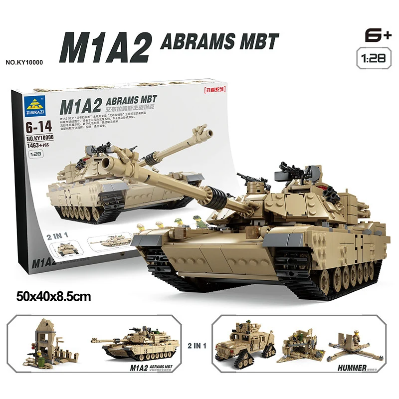 1463 шт Военная серия M1A2 классический танк DIY строительные блоки армейский солдат фигурки оружие кирпичи наборы обучающие игрушки для мальчиков