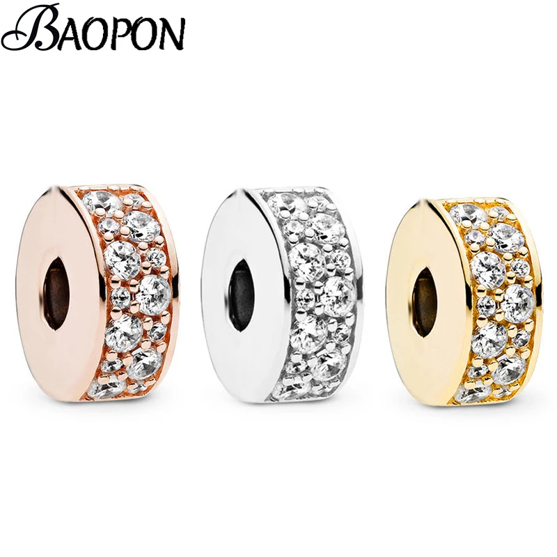 

2Pcs/lot Silver/Rose Gold Round Charm Beads Fits Original Pandora Charms Bracelet & Necklace DIY Women Jewelry DIY Making