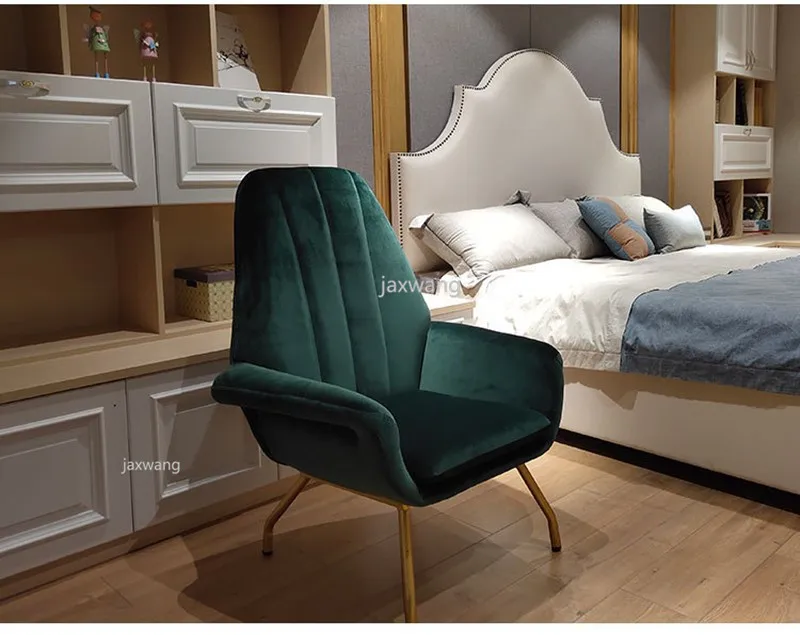 Скандинавские тканевые одноместный диван, кресло для гостиной, Французский роскошный сетчатый красный замшевый стул для спальни, диваны для креативного отдыха, Одноместный салонный стул