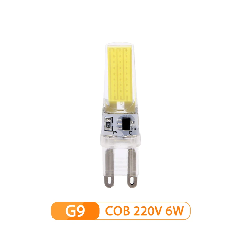 10 шт./лот G4 G9 E14 Светодиодный светильник AC/DC 12 В 220 В 3 Вт 6 Вт Высокое качество светодиодный G4 COB светодиодный светильник люстра лампы заменить галогенный светильник - Испускаемый цвет: G9 AC 220V 6W
