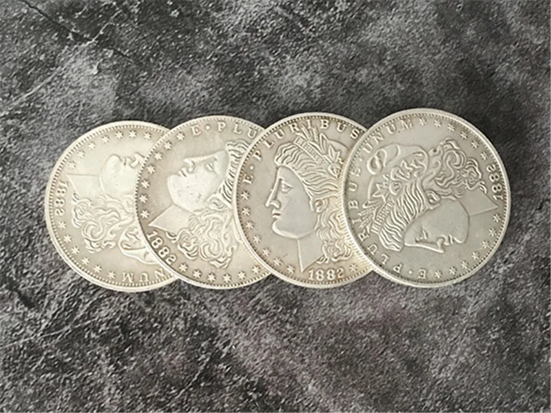 Четыре в одном Morgan набор долларовых банкнот медь J.C Волшебная монета фокусы Иллюзия монета появится/Vanish прыжки крупным планом волшебный трюк
