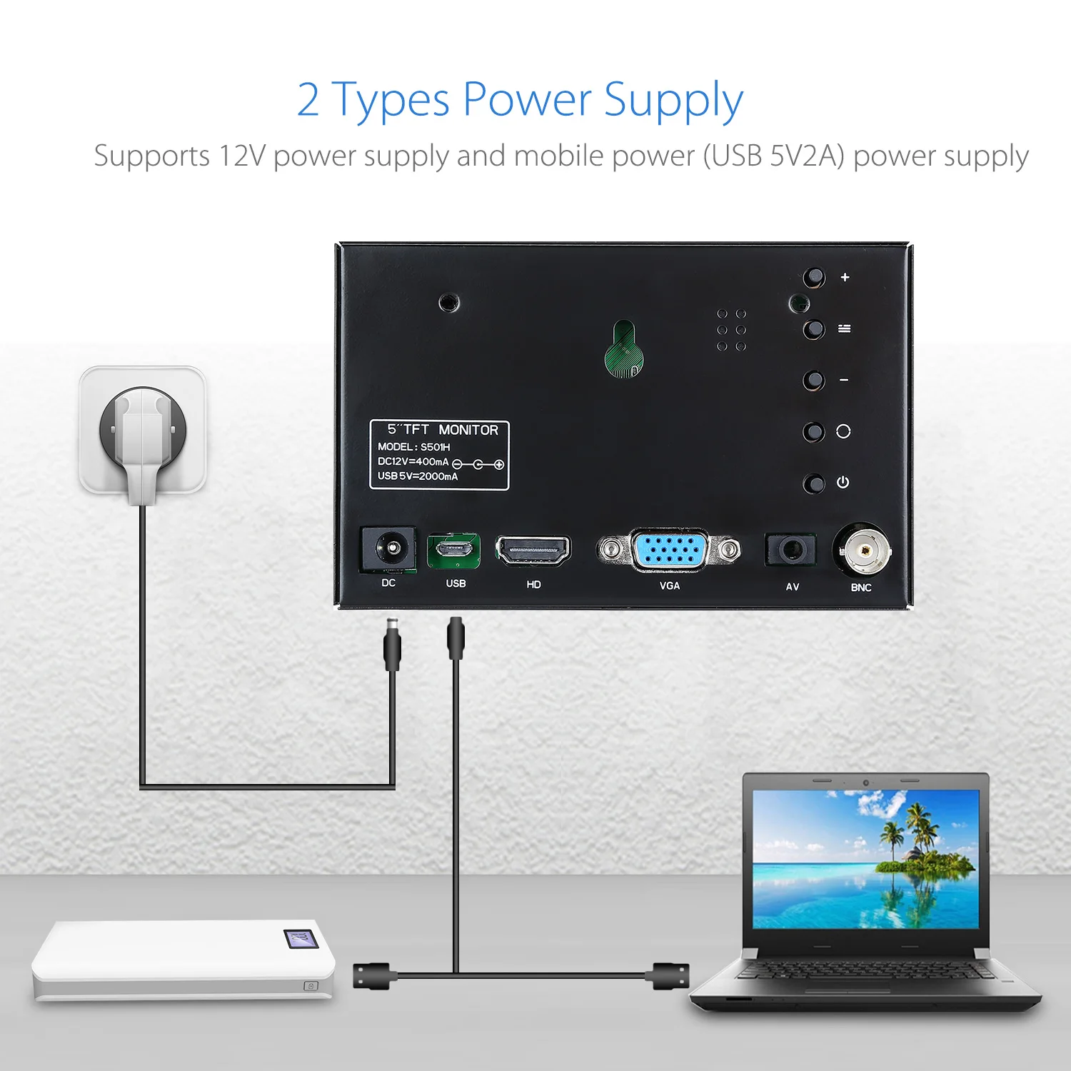Eyoyo EM05C 5 inch Mini TV Computer Monitor 800X480 Color LCD Screen Car Rear View Camera Monitor With HDMI BNC USB VGA AV Input