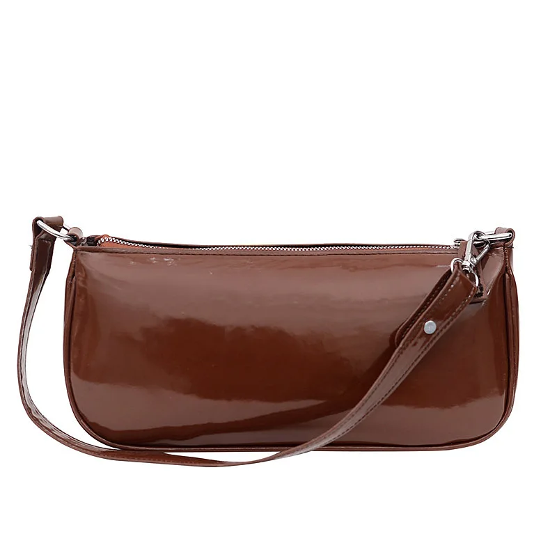 

2020 New Shoulder Women Bag Hand Bag Personality Wild Fashion Patent Leather Baguette Shape Handbag PU Women's Crossbody Bags