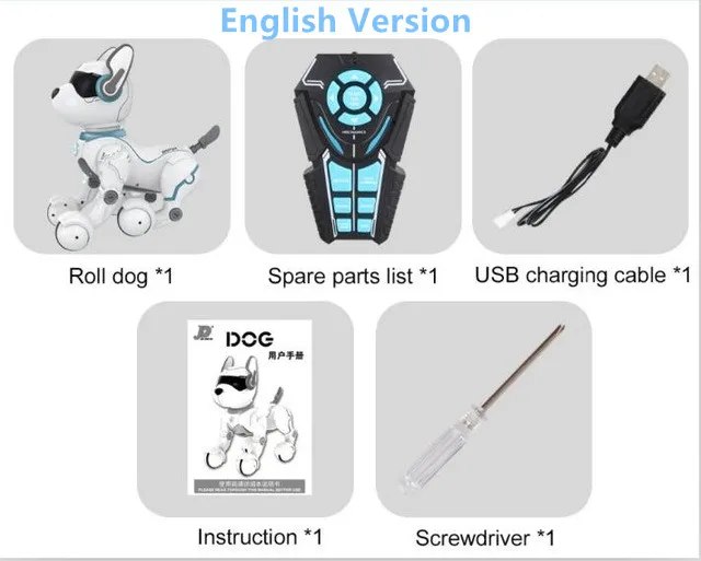 Умный говорящий радиоуправляемый робот, собака, прогулки, танец, интерактивный питомец, робот, собака, голосовое управление, энциклопедия, обучающая детская умная головоломка, игрушки - Цвет: English version