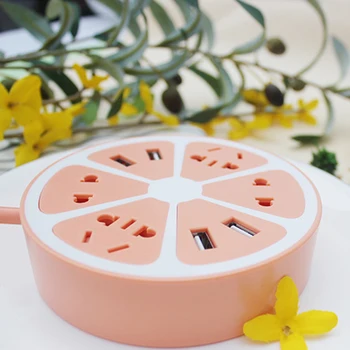 

Portable USB Socket Dock 4 USB Outlet 2 Regular Plug Port 2 Adapt Lemon Shape Charging Hub Station for Travel DQ-Drop
