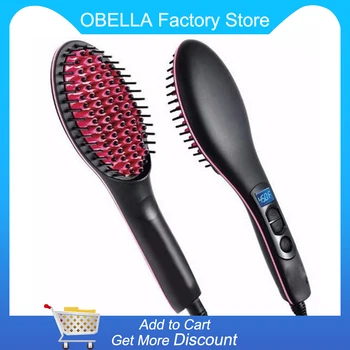 

Professional Ceramic Electric Hair Brush Straightening Irons LCD Display Fast Hair Straightener Comb Hairstlye