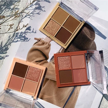 

4 Color Matte Glitter Eyeshadow Palette Waterproof Long-lasting Glitter Shimmer Eyeshadow Pigments Cosmetics Eye Shadow TSLM2