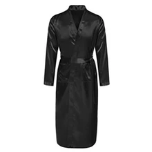 Модный Мужской Шелковый Атласный халат, халат, длинная одноцветная Шелковая пижама, Мужская шелковая ночная рубашка, одежда для сна, кимоно, мужской Халат