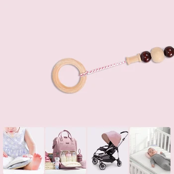 

4 Pcs/Set Baby Play Gym Frame Stroller Hanging Pendants Wood Ring Teether Molar P31B