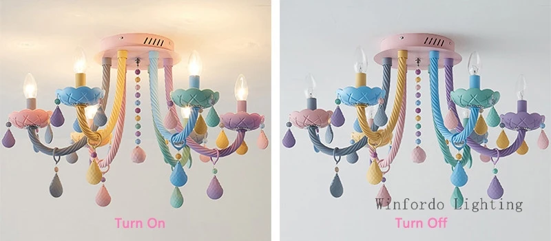 black chandelier Rainbow Crystal Chandelier European Candle lustres Children's Bedroom Princess Makaron Lamps Winfordo Lighting 110V/220V grey chandelier