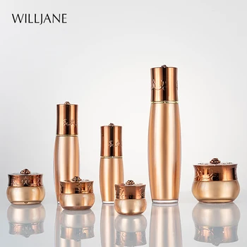 

Luxury Acrylic Cream Jar Gold Empty Cosmetic Packaging Refillable Container 10g 15g 30g 50g Lotion Pump Bottle 15ml 30ml 100ml