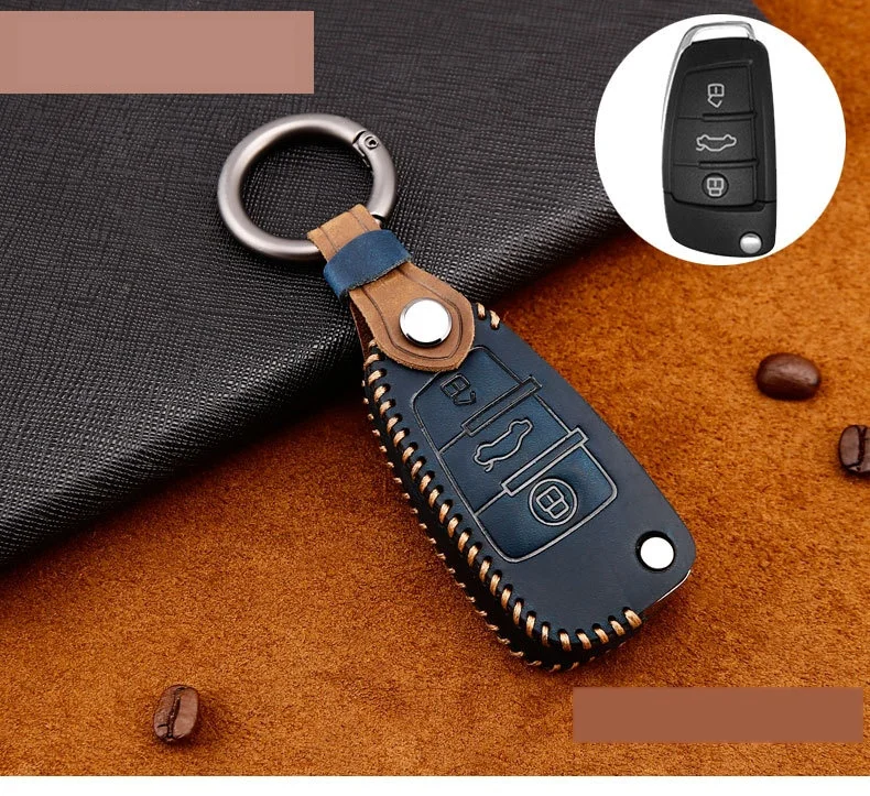 Genuine Leather Handmade Car Key Cover Key Case For Audi A6L Q5L A3 Q3 Q5 S3 A4 A4L Q7 A5 Key Bag Cover