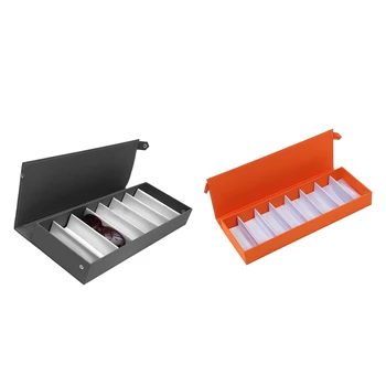 

2 Pcs Box Porta Sunglasses Case Pouch Bag Glasses Case Display Tray, Orange & Gray