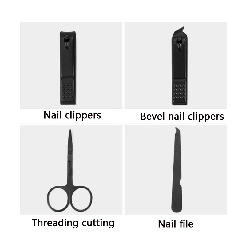 LAMEZIA 7pcs/set Nail Clippers Portable Travel Hygiene Pedicure Kit Stainless Steel Cutter Scissors Tool Set