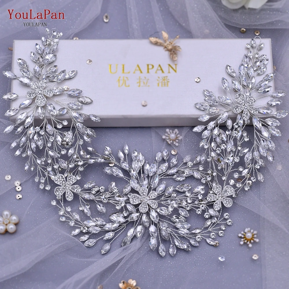 YouLaPan Cathedral Wedding Tiara Luxurious Rhinestone Headband Alloy Flower Headpiece Handmade Bridal Hair Accessories HP390
