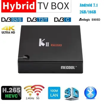 

MECOOL K2 KII PRO Android 7.1 Smart TV Box DVB-S2 DVB-T2 DVB-C Amlogic S905D Quad Core 2G16G 4K 2.4G/5GHz Dual Wifi Media Player