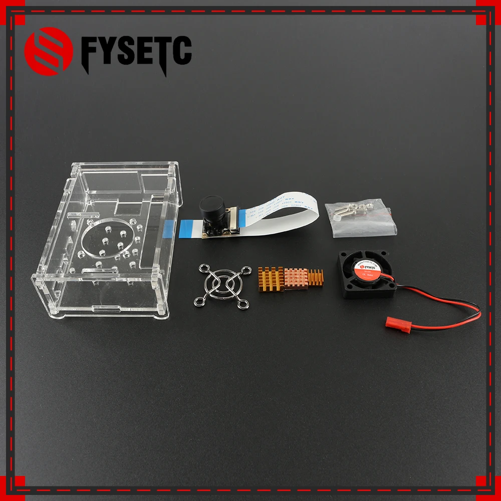 Прозрачный чехол для Raspberry Pi 4 Model B + охлаждающий вентилятор Мегапиксельная камера