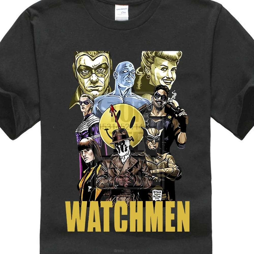 Футболка с постером фильма Watchmen черная оранжевая синяя красная все размеры от S