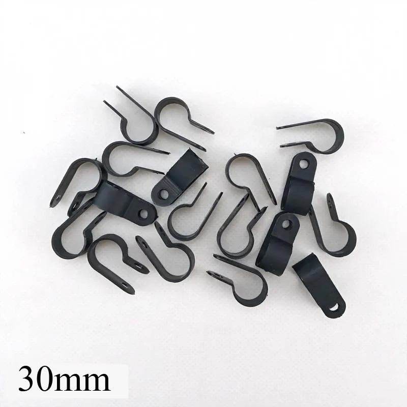 

100PCS 30mm R-Type Nylon Cable Clamp 3/2" Clear White R-Type Cable Clamp Cable Clips