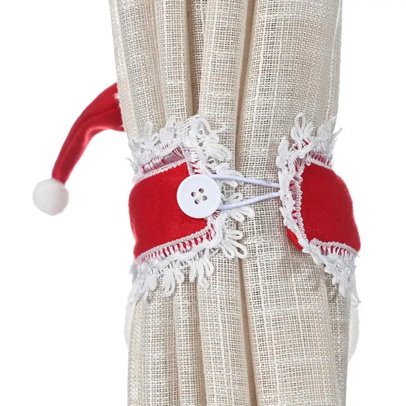 Творческий Рождественский занавес с пряжкой Санта Клаус Снеговик олень стиль эластичный пояс Tieback Крючки Фестиваль дом украшения спальни