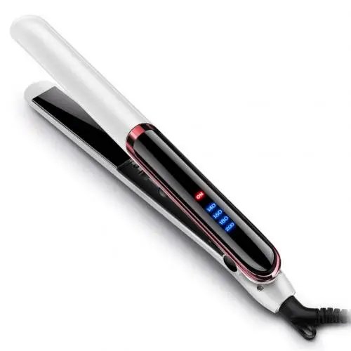 35W Professional Hair Straightener LED Display Ionic Flat Iron PTC Heating Hair Styling Straightener Curler Electric Hair Styler - Цвет: Белый