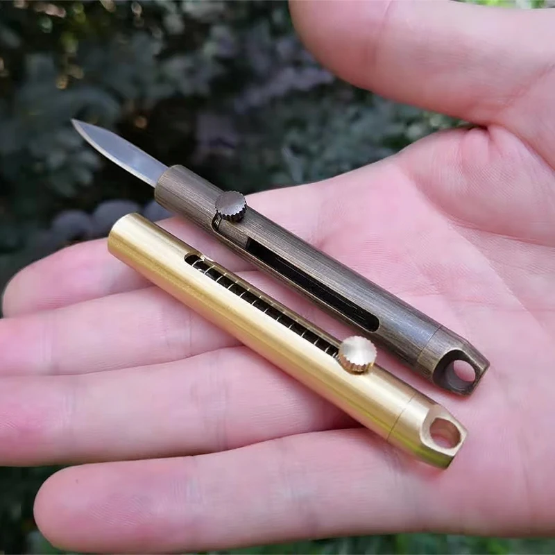 bushcraft Camping hunting Brass EDC Mini Knife Self-defense Keychain Folding Tools Outdoor Portable Paper Knife gadget for man