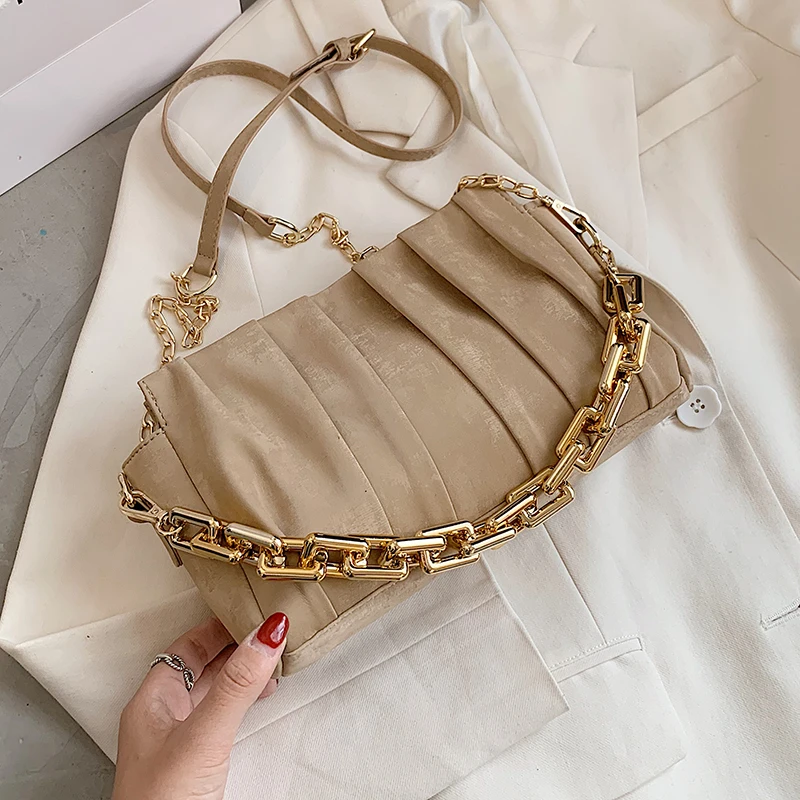 

Sac A Main Trend Bag Chain Shoulder Handbags Female Travel Bag Folds Design Small PU Leather Crossbody Bags For Women 2020