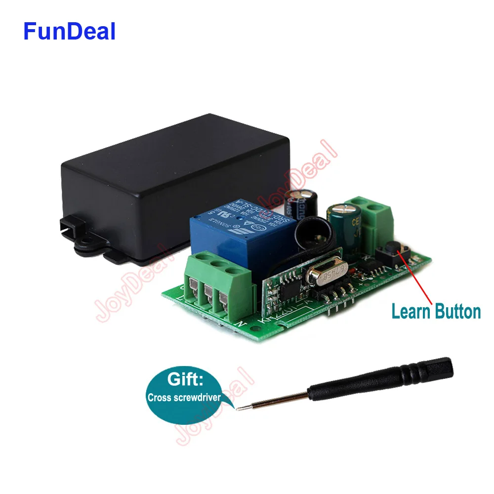 FunDeal 433Mhz Universal AC 110V 220V 1CH Wireless Remote Control Switch& 433 MHz RF Transmitter For Led Light Power On Off DIY