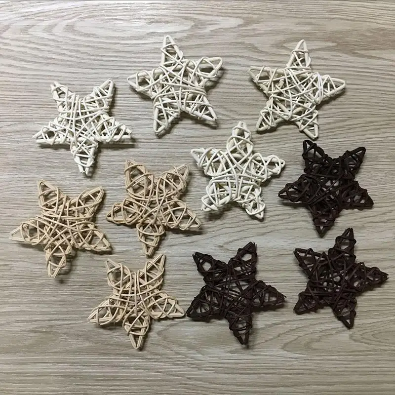 5Pcs/Set Christmas Tree Rattan Stars Hanging Decor Creative Rattan Ornament Set DIY Home Decor Accessories For Christmas Party